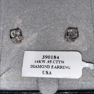 14k white gold .95 carat Diamond Earrings